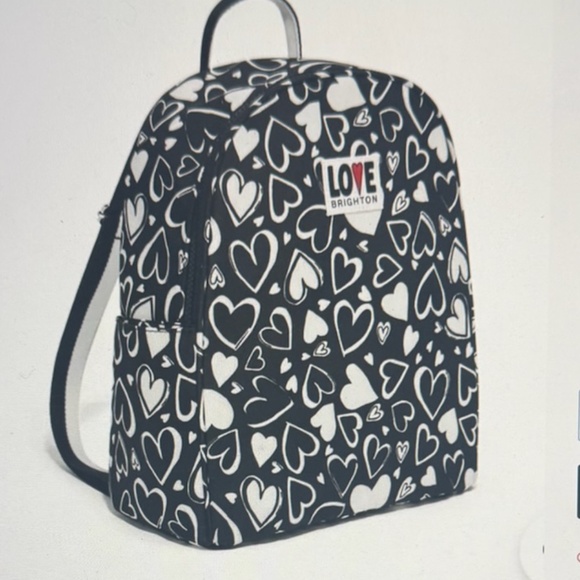 Brighton Endless Love Black and White Heart Pattern Backpack - NEW - Picture 1 of 11